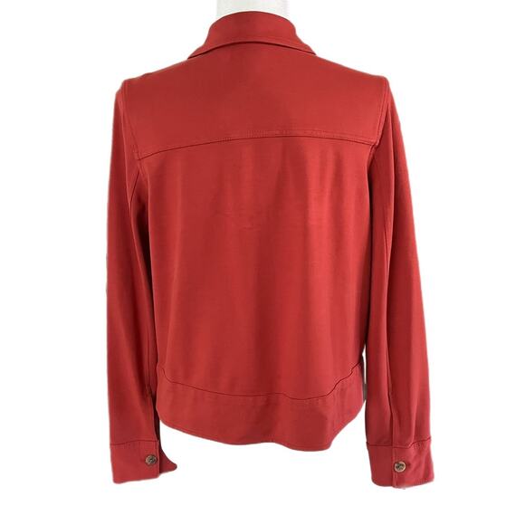 J.Jill Women's Wearever Knit Jacket Shacket S Red Orange Long Sleeve Button Up - Picture 3 of 7